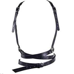 Black Faux Leather Body Harness Steampunk Mad Max